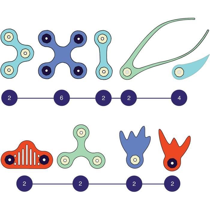 Magnetic Construction Toy - GIPSY TOYS - OCEAN CREATURES - 24 pieces - Glow in the Dark - 9 unique shapes