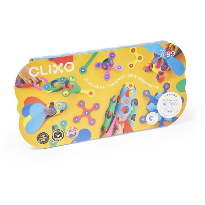 Magnetic Construction Set - GIPSY TOYS - Rainbow Pack CLIXO - 42 pieces - From 4 years old - Eco-friendly