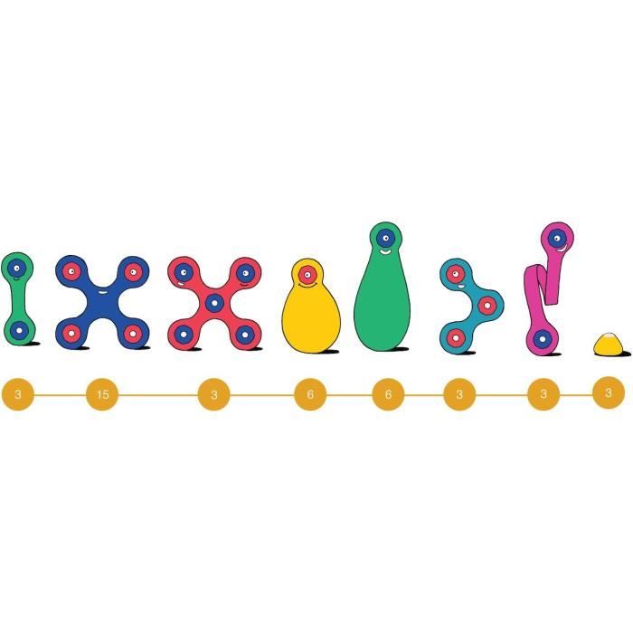 Magnetic Construction Set - GIPSY TOYS - Rainbow Pack CLIXO - 42 pieces - From 4 years old - Eco-friendly