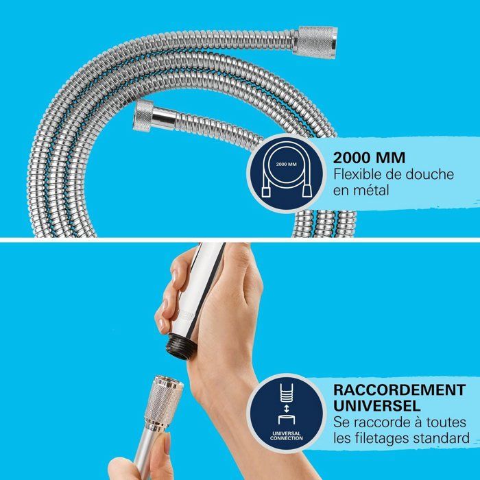Shower hose - GROHE - VitalioFlex Metal - 2 m - Chrome - Kink-resistant
