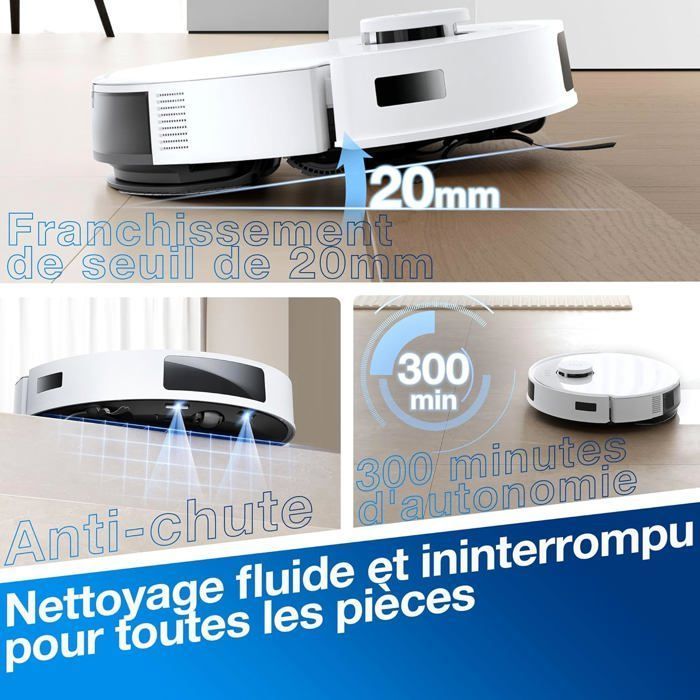 ECOVACS DEEBOT N20 PLUS Robot Vacuum Cleaner, PureCyclone Technology with Dust Container Without Consumables, 8000Pa