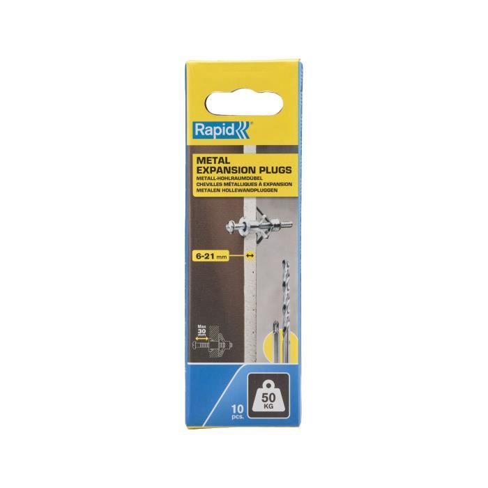 Blister pack of 10 pcs. metal expansion plugs ø13x52 screws m6x63 5001553 rapid