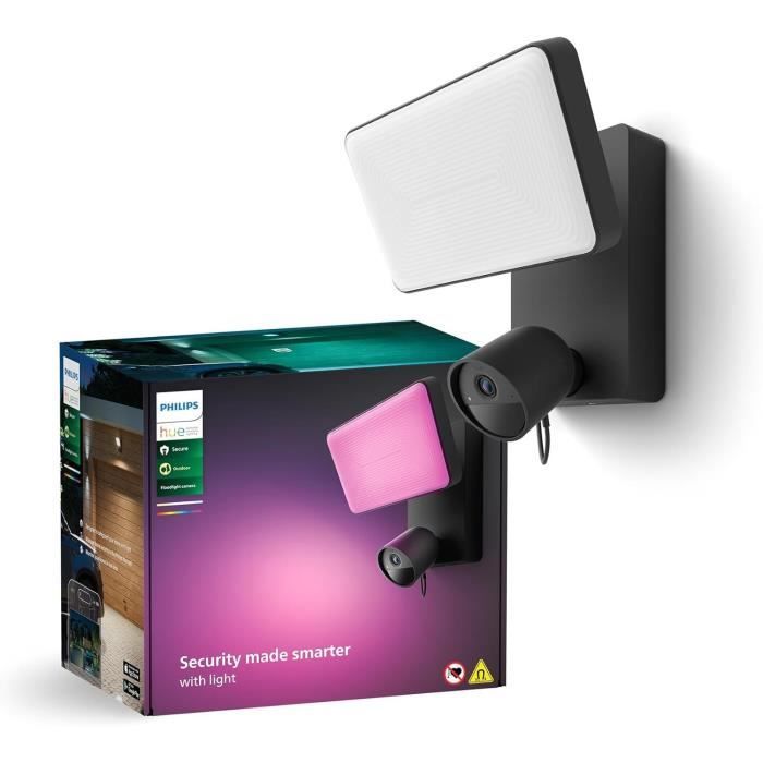 Projecteur avec caméra de sécurité intelligente extérieure - Philips Hue - Secure - 1080P - Intégrée - Conversation bidirectionnelle