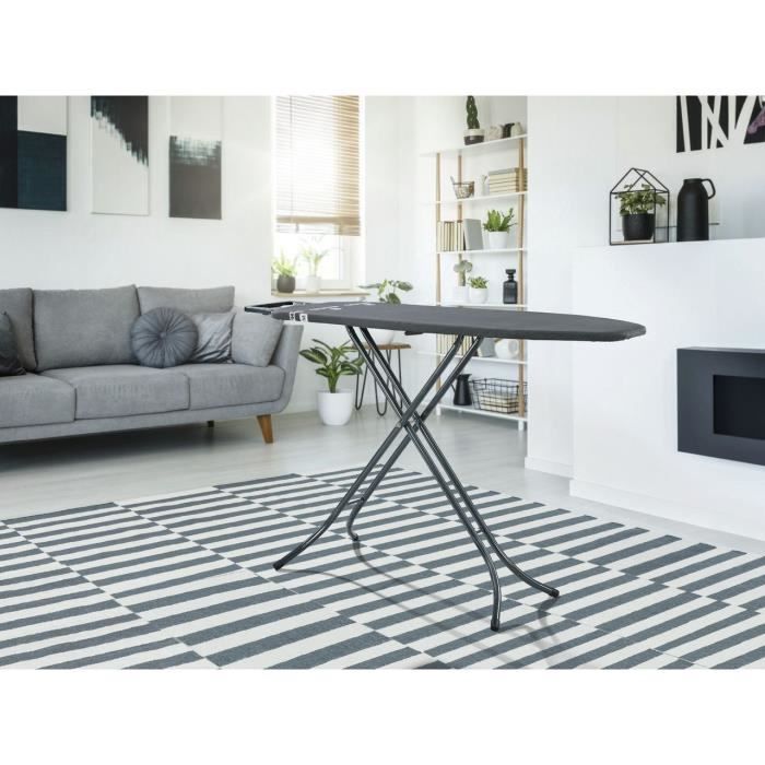 Table a repasser - Leifheit - Classic M Black - Hauteur réglable de 69 a 88 cm - Housse en cotton - 120 x 38 cm