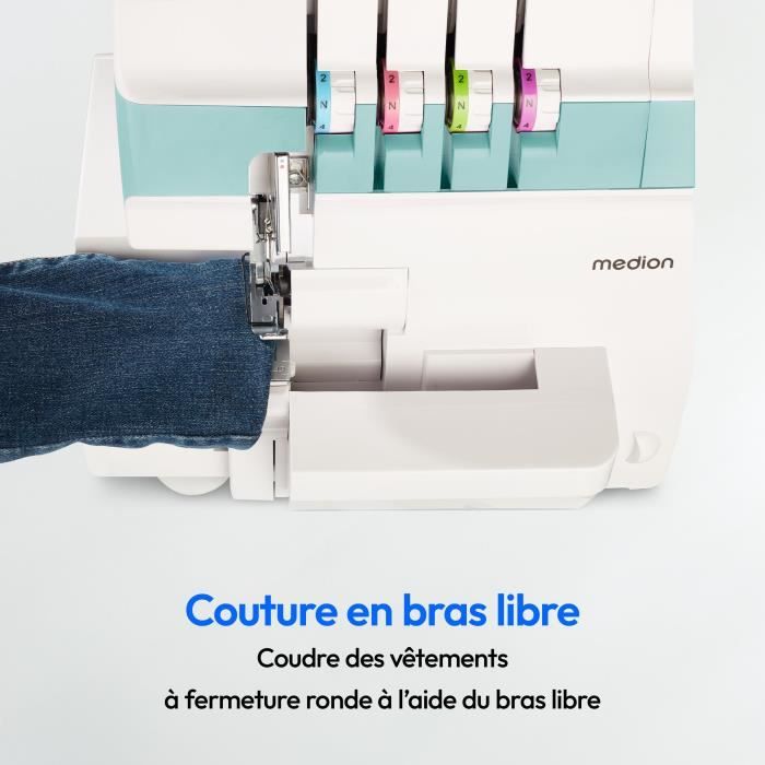 Overlocker - MEDION - SO 90 - 91W - Needle type 11, 14, 16 - 1200 rpm - LED - Turquoise