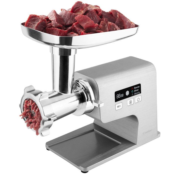 CATLER MG 800 Electric Meat Grinder - Homemade Sausages - Kubbe - LCD Screen - 3 Grinding Discs - Stainless Steel
