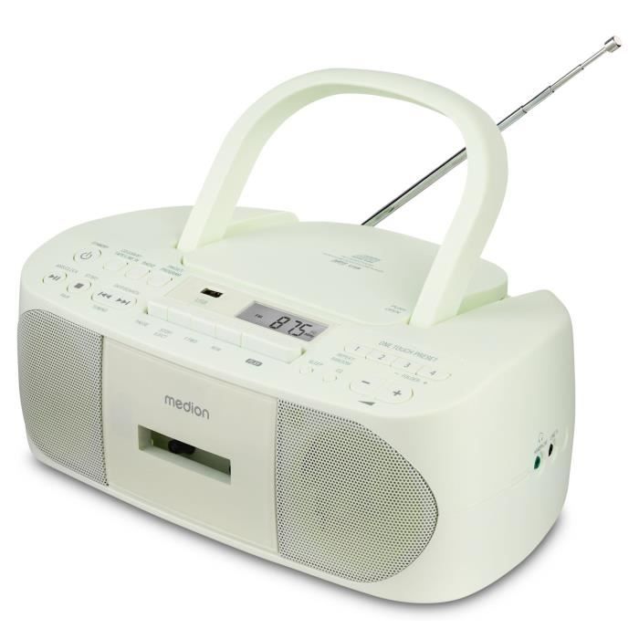 Radio CD K7 - MEDION - FM - 2x3W RMS - Vert