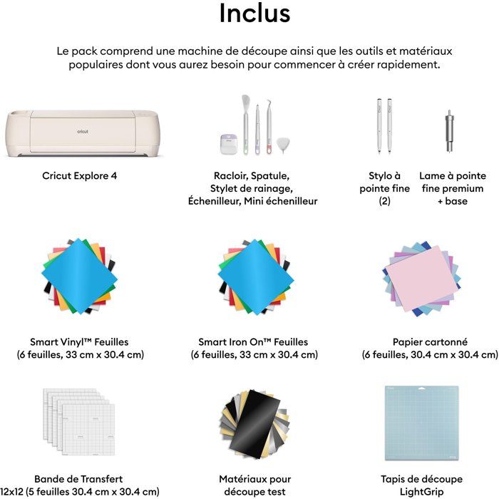 Pack machine de découpe + kit essentiel - CRICUT - Explore 4 - Seashell - Des 14 ans
