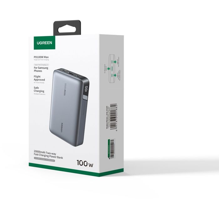 Portable Charger - UGREEN - 20,000 mAh - 100W - Version 2 - Gray