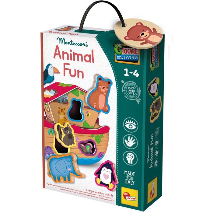 Play & Learn: Funny Animals - Wooden Educational Game - LISCIANI - Matching and Shaping Puzzles