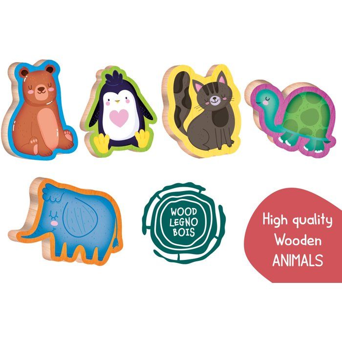 Play & Learn: Funny Animals - Wooden Educational Game - LISCIANI - Matching and Shaping Puzzles