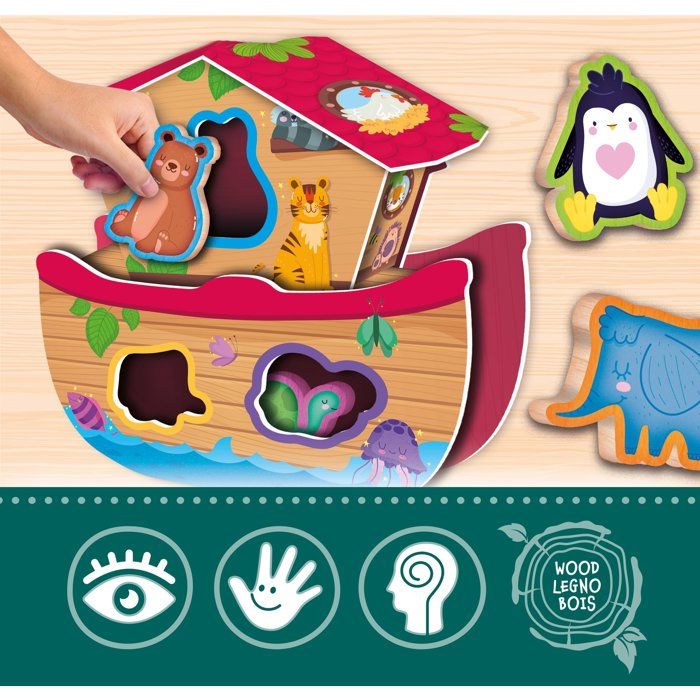 Play & Learn: Funny Animals - Wooden Educational Game - LISCIANI - Matching and Shaping Puzzles