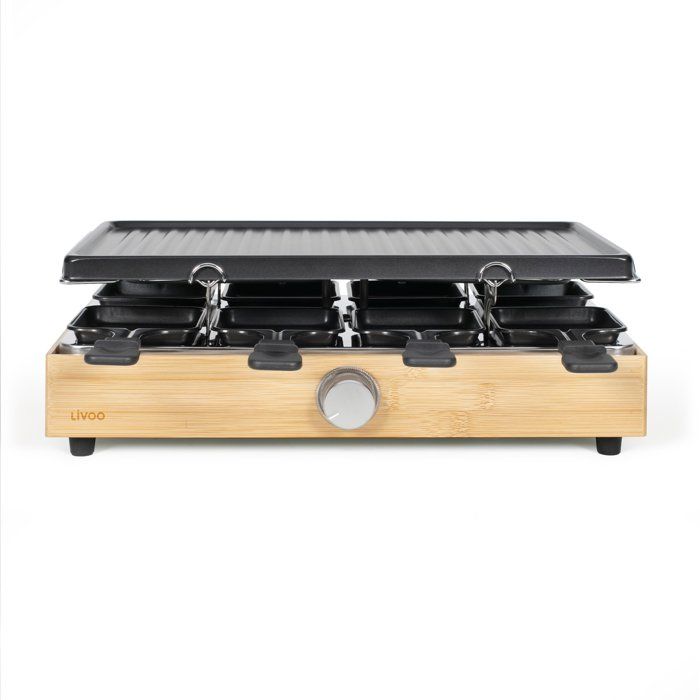 Raclette machine - LIVOO - DOC336 - serves 8 - grill - bamboo