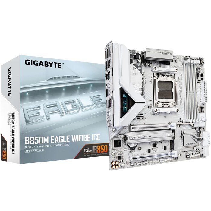 Carte mere - GIGABYTE - B850M EAGLE WF6E ICE - Format Micro-ATX - Chipset AMD B850 - DDR5 & PCIe 5.0 - WiFi 6E