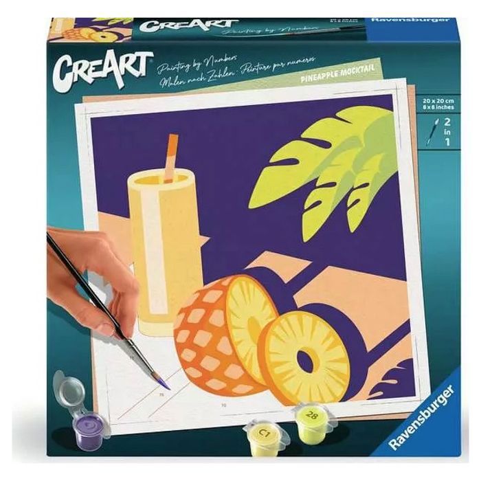 Paint-by-Numbers - RAVENSBURGER - CreArt 20x20 cm - Square Format 20x20 cm - "Drink Pineapple" Design - For Adults