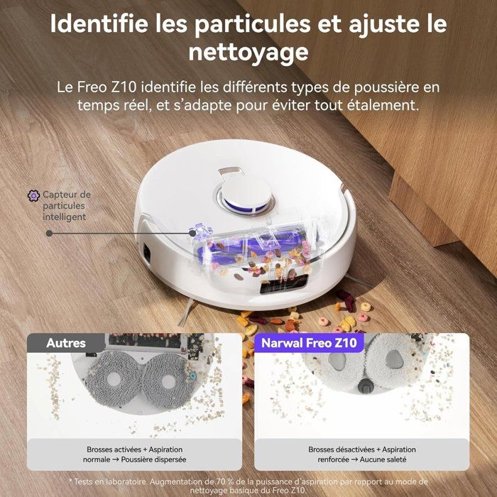 NARWAL Freo Z10 - Robot Vacuum and Mop with Anti-Tangle System - 15,000 Pa - Autonomous Base - Cleans at 75°C