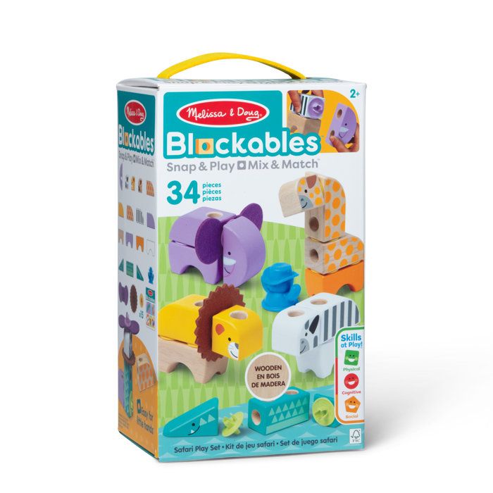 Spin Master blocs de construction safari en bois - 34 pieces - jouet éducatif