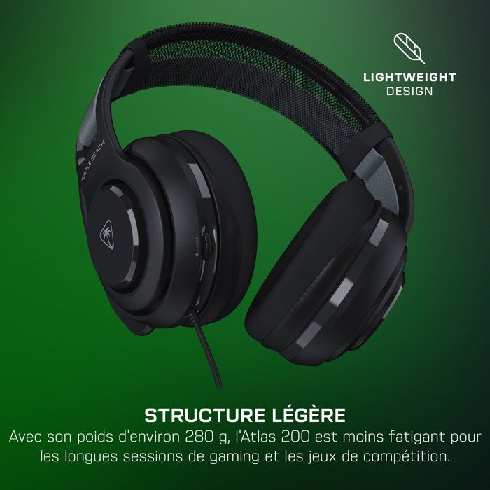 Wired, Multi-Platform Gaming Headset - TURTLE BEACH - Atlas 200 - 50 mm Nanoclear Speakers - Fold-Down Microphone