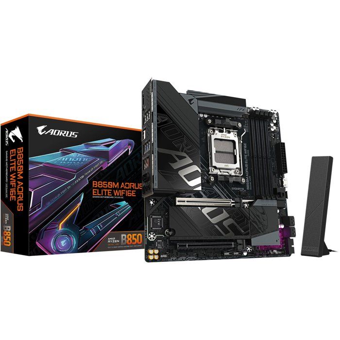 Carte mère - GIGABYTE - B850M AORUS ELITE WF6E - Format Micro-ATX - Chipset AMD B850 - DDR5 & PCIe 5.0 - WiFi 6E