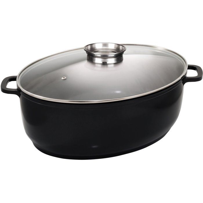 Cocotte - BAUMALU - Jumbo Ovale - Céramique - 43x33 cm - Couvercle verre