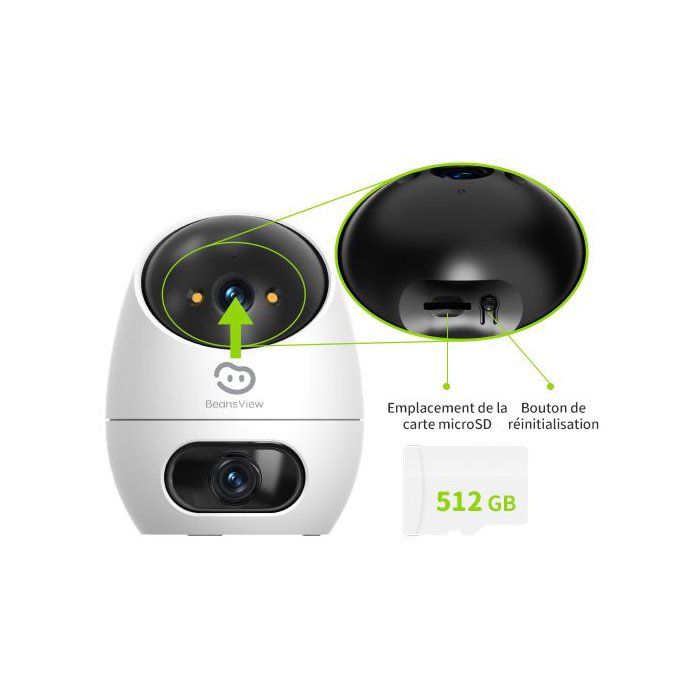 Security Camera - BEANS VIEW - D220 Dual 2K - Indoor - Wi-Fi - Night Vision