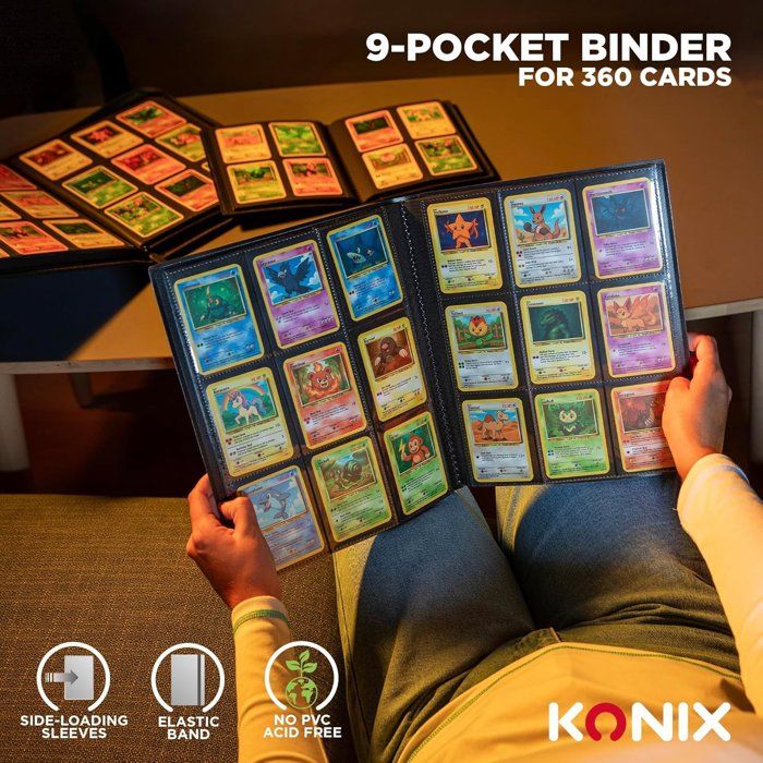 360-Card Trading Card Album - Konix - 9 63 x 88 mm sleeves per page - Compatible with Magic: The Gathering, Pokémon, and Yu-Gi-Oh!