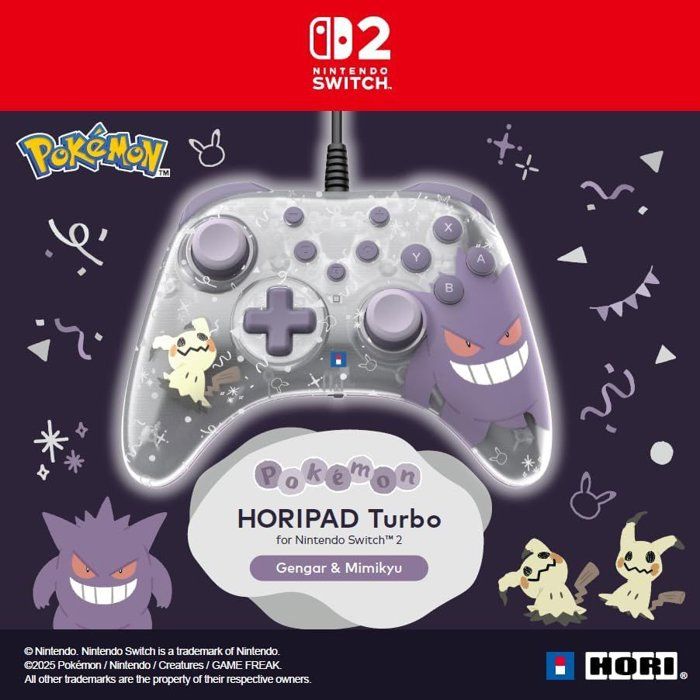 Manette de jeu - Nintendo Switch et Switch 2 - Pokémon - Filaire - Horipad Turbo - Boutons arriere programmables - Hori