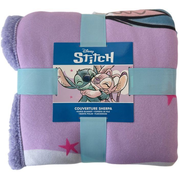 Sherpa Blanket - DISNEY STITCH - Stitch & Angel Cuddle - 100 x 150 cm