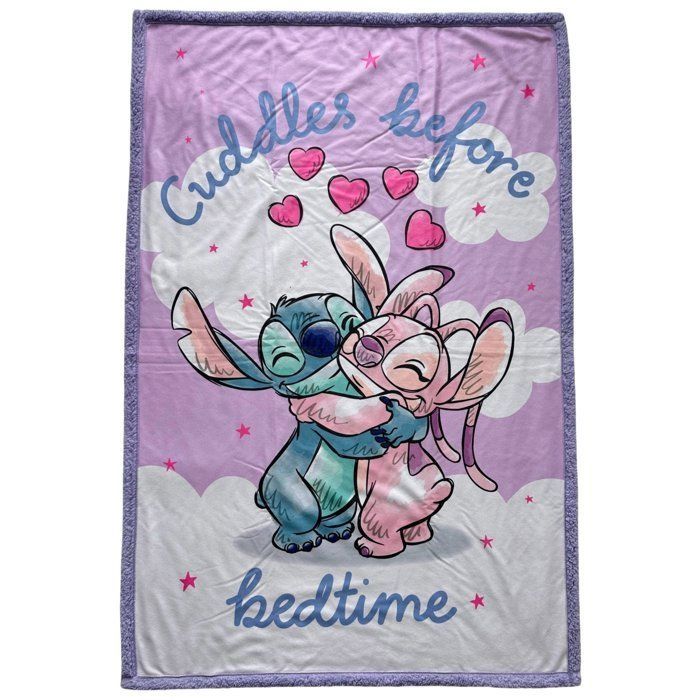 Sherpa Blanket - DISNEY STITCH - Stitch & Angel Cuddle - 100 x 150 cm