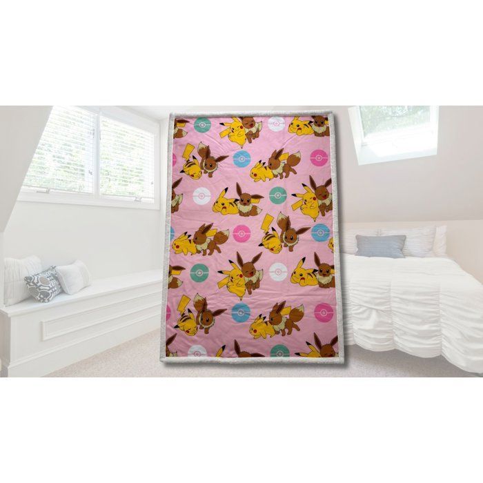 Sherpa Throw - POKEMON - Pikachu Eevee Rotary - 100 x 150 cm