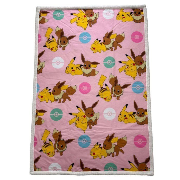 Sherpa Throw - POKEMON - Pikachu Eevee Rotary - 100 x 150 cm