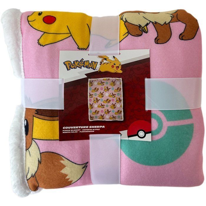 Sherpa Throw - POKEMON - Pikachu Eevee Rotary - 100 x 150 cm