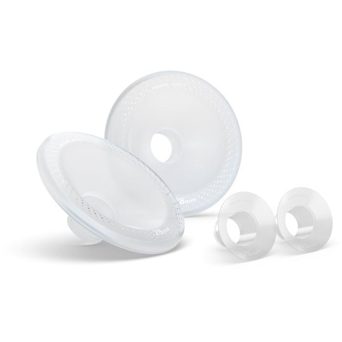 Téterelles et inserts pour tire-lait - AVENT - 28 mm et 26 mm - silicone SkinSense - blanc