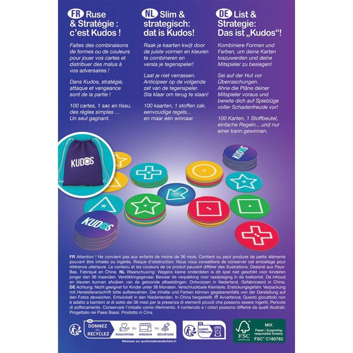 Kudos - Board Game - JUMBO - 3 to 6 players - Ages 8 and up