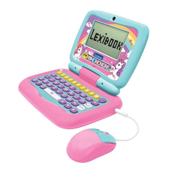 LEXIBOOK - Power Kid Bilingual Talking Educational Laptop: Unicorn  40 activities in French and English
