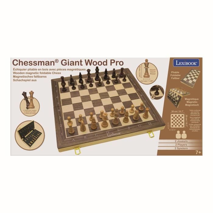 Foldable Wooden Magnetic Chess Set - Lexibook - Giant Chessman Pro - Ages 7 and up - Family Game