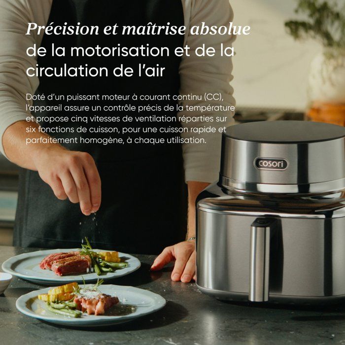 Air Fryer - COSORI - Smart Air Fryer ICONIC Single - 6.2 L - Silver - Stainless Steel
