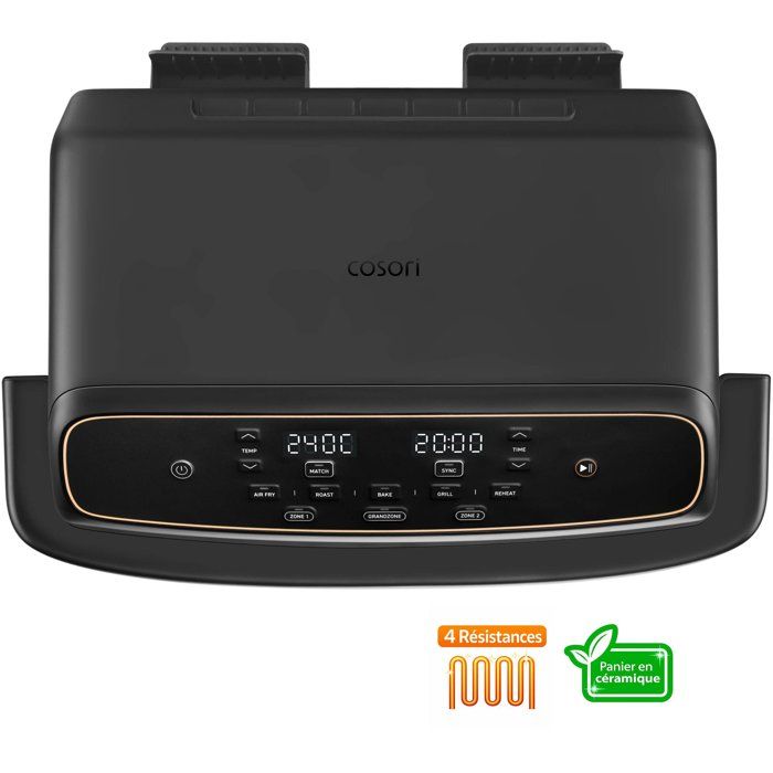 Friteuse sans huile COSORI - Air Fryer Dual Blaze Twinfry Compact - Capacité 8,6L - 2700 W - Noir