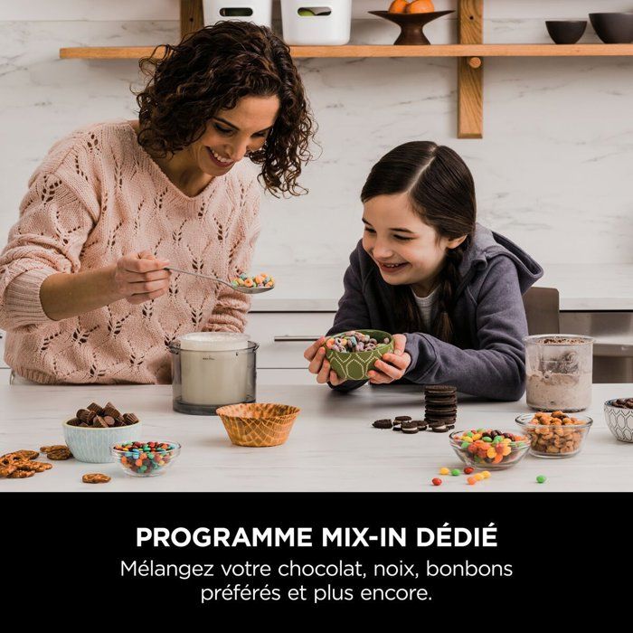 Machine a glace et sorbetiere Ninja CREAMi NC302EU  7 programmes - 2 pots inclus de 450 ml - Glaces, sorbets et milkshakes maison