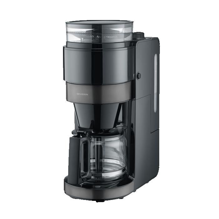 Filter Coffee Maker with Grinder - SEVERIN - KA4830 - Perfect Grind Technology - 8-Cup Glass Carafe - Black/Stainless Steel