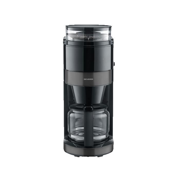Filter Coffee Maker with Grinder - SEVERIN - KA4830 - Perfect Grind Technology - 8-Cup Glass Carafe - Black/Stainless Steel