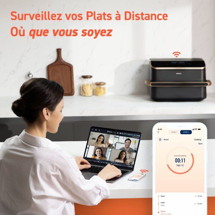 AirFryer - COSORI - DualBlaze Twinfry Pro Ceramic - 10 L - Black - Wi-Fi-Enabled