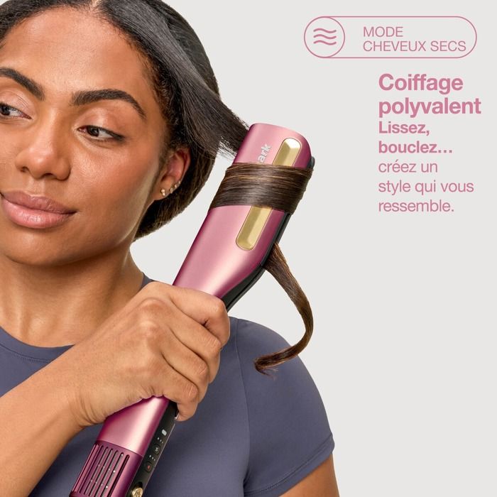 2-in-1 Hair Straightener and Hair Dryer - SHARK - SilkiPro HT401EUPK - Pink - 1000W - 3 Silki combs