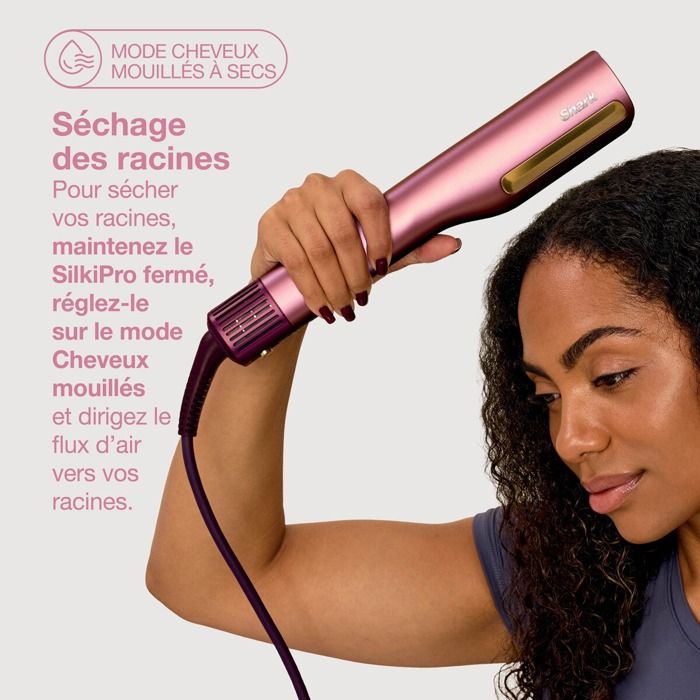 2-in-1 Hair Straightener and Hair Dryer - SHARK - SilkiPro HT401EUPK - Pink - 1000W - 3 Silki combs