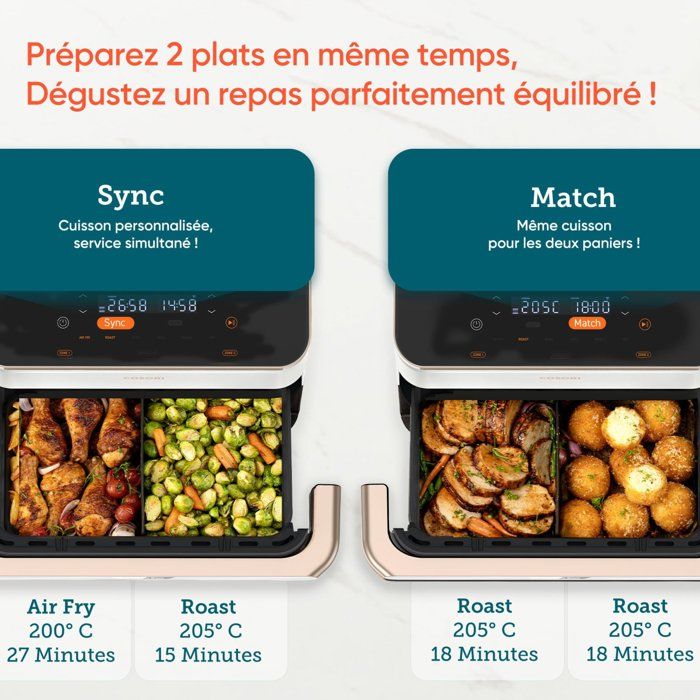AirFryer - COSORI - DualBlaze Twinfry Pro Ceramic - 10 L - White - Wi-Fi-Enabled