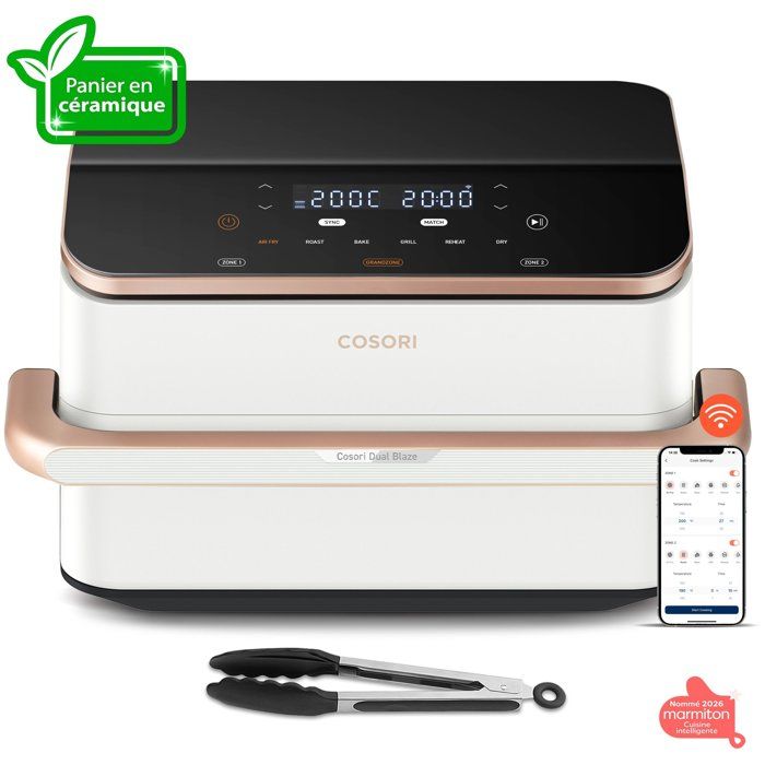 AirFryer - COSORI - DualBlaze Twinfry Pro Ceramic - 10 L - White - Wi-Fi-Enabled
