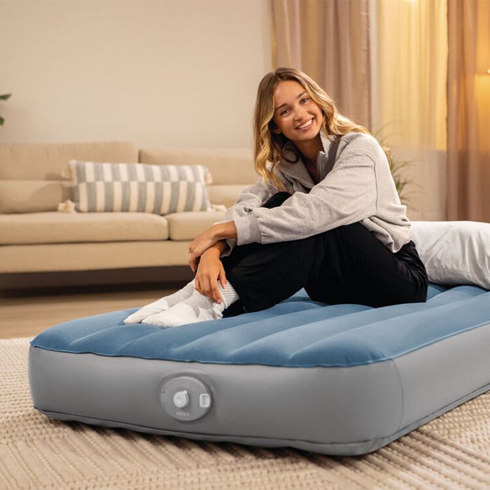 INTEX Inflatable Mattress - 64187NP - Prestige Downy - 1.91 x 0.99 x 0.25 m - Single - Indoor/Outdoor - Rechargeable Pump
