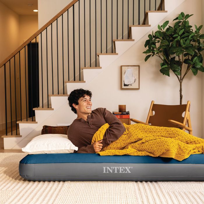 INTEX Inflatable Mattress - 64187NP - Prestige Downy - 1.91 x 0.99 x 0.25 m - Single - Indoor/Outdoor - Rechargeable Pump