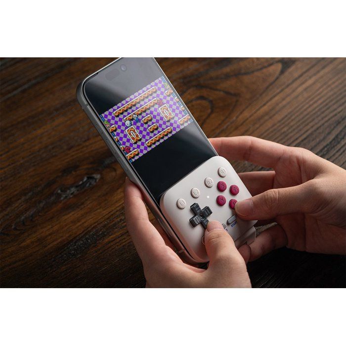 Gaming Controller - 8BitDo - FlipPad G Classic Edition - USB-C - Light Gray and Burgundy - Compatible with iOS and Android