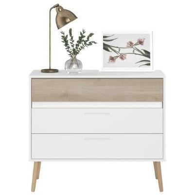 Chest of drawers - AALBORG - 3 drawers - White - Scandinavian style - 90.8 x 40 x 77.5 - PARISOT
